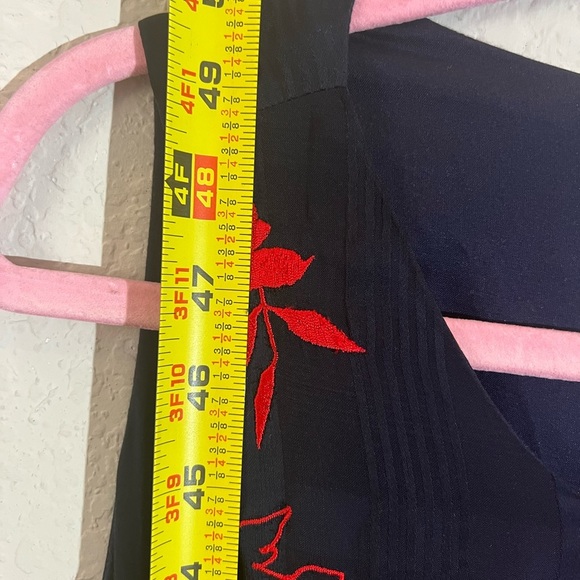 Anthropologie 16w maxi dress a+ plus size blue red  flowers sleeve under viscose - Picture 4 of 13